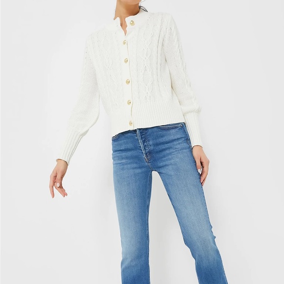 Ivory Cotton Colette Cardigan - Picture 3 of 12